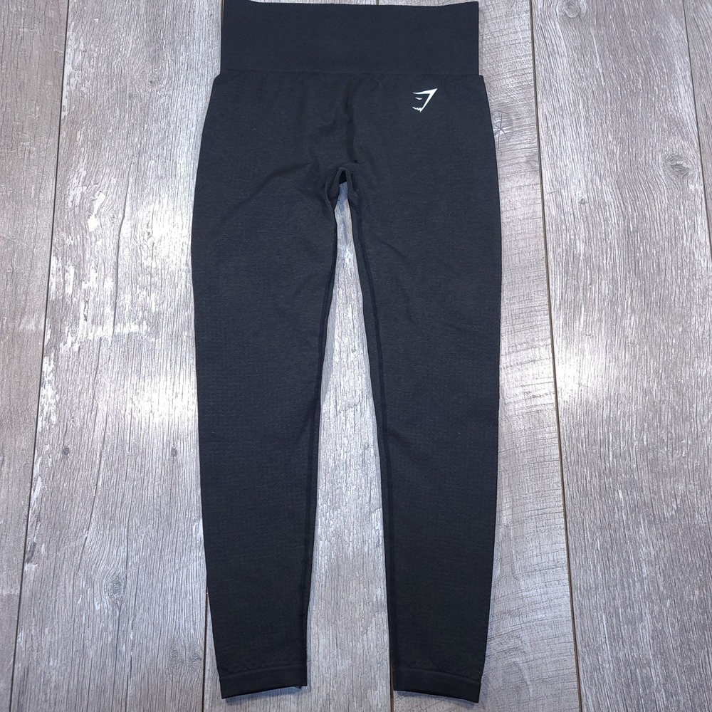 Gymshark Vital Seamless Leggings Women Small Black Marl High Waisted Activewear